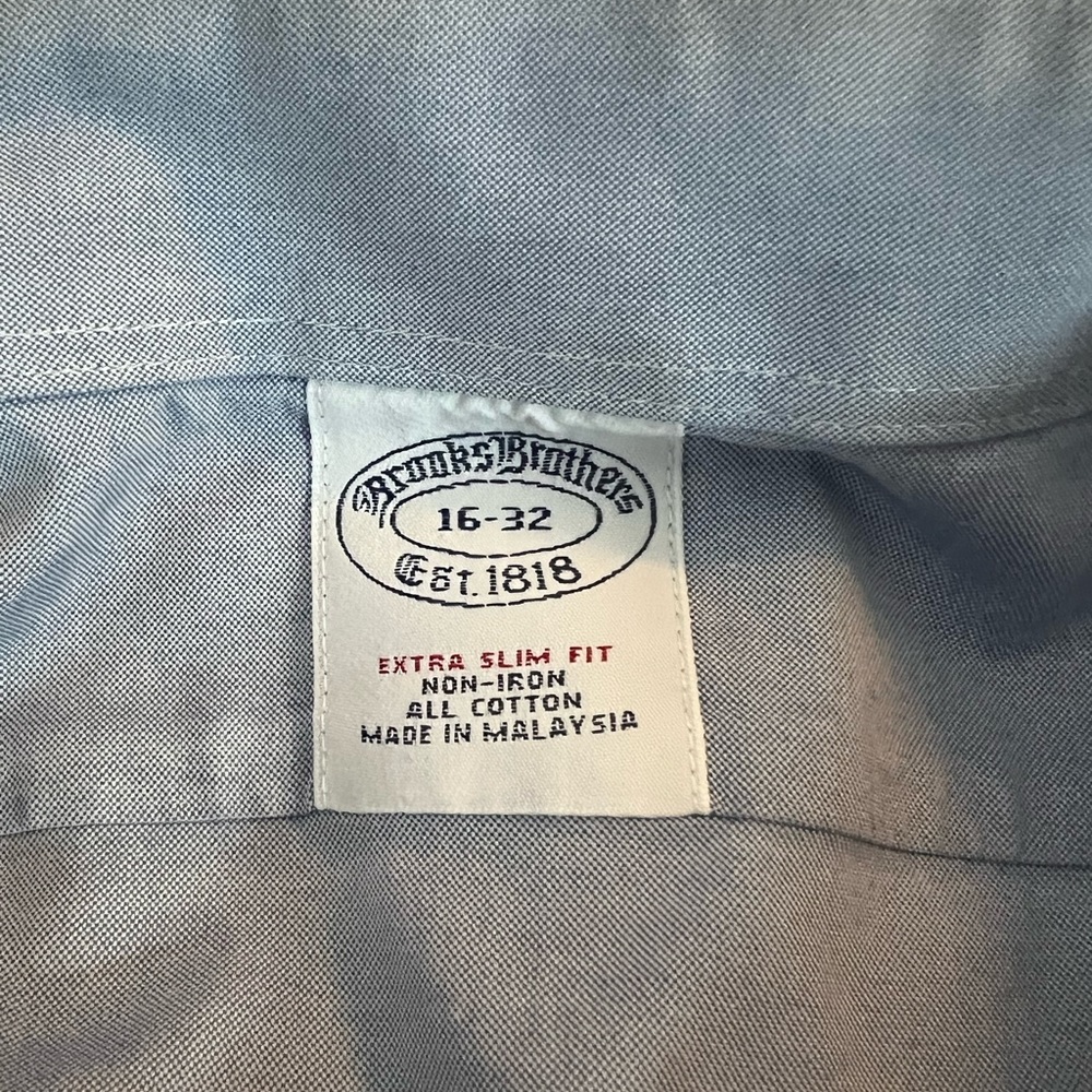 Brooks Brothers Extra Slim Fit Blue Dress Shirt 16-32